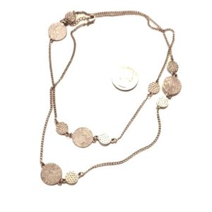 Long Fashion necklace textured discs